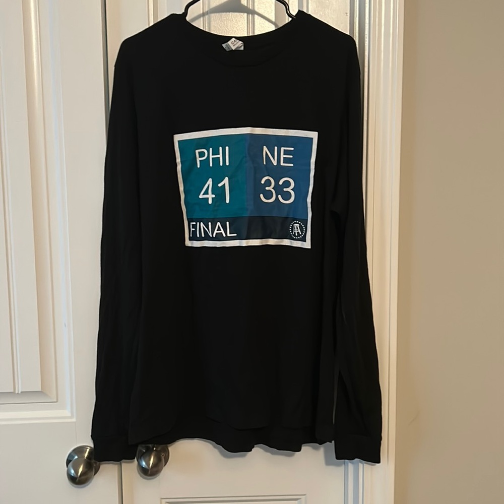 Black Barstool T-Shirt Philadelphia Eagles Super Bowl score.